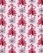 Crimson Fir Snow Flake Swirls Rug