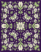 Vibrant Plum Butterfly Garden Floral Rug