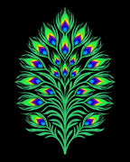 Vibrant Emerald Peacock Feather Bloom Rug