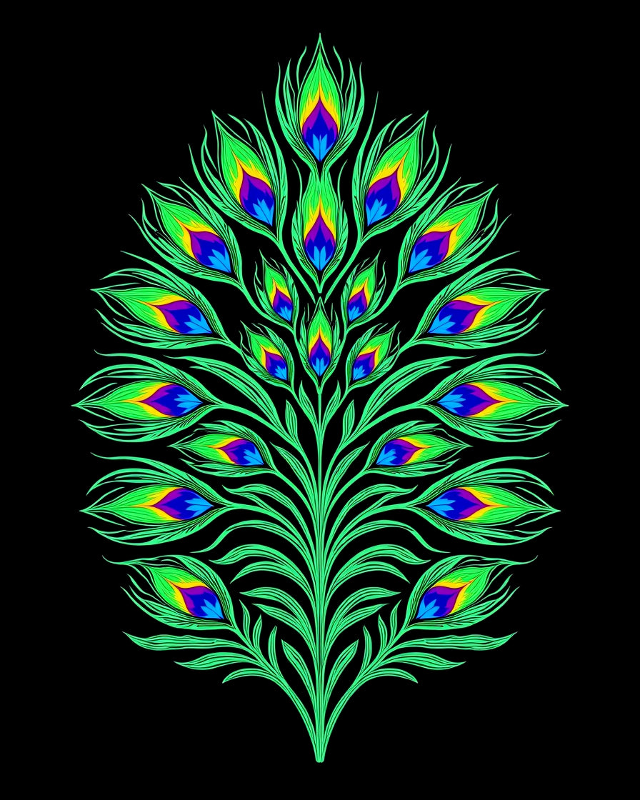 Vibrant Emerald Peacock Feather Bloom Rug
