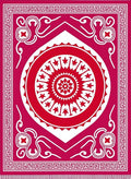 Vibrant Red Mandala Geometric Border Rug