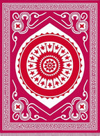 Vibrant Red Mandala Geometric Border Rug