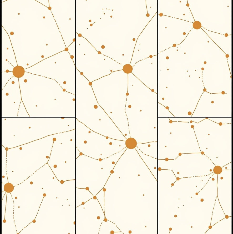 Golden Circular Network Connective Rug