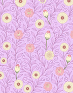Pastel Lilac Floral Garden Swirls Rug
