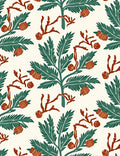 Green Foliage Coral Branches and Pods Rug