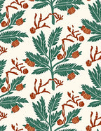 Green Foliage Coral Branches and Pods Rug
