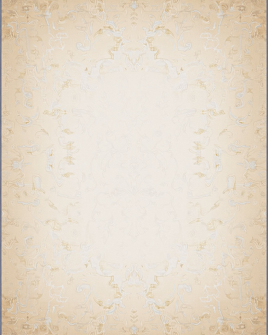 Light Gold Ornate Floral Scroll Rug