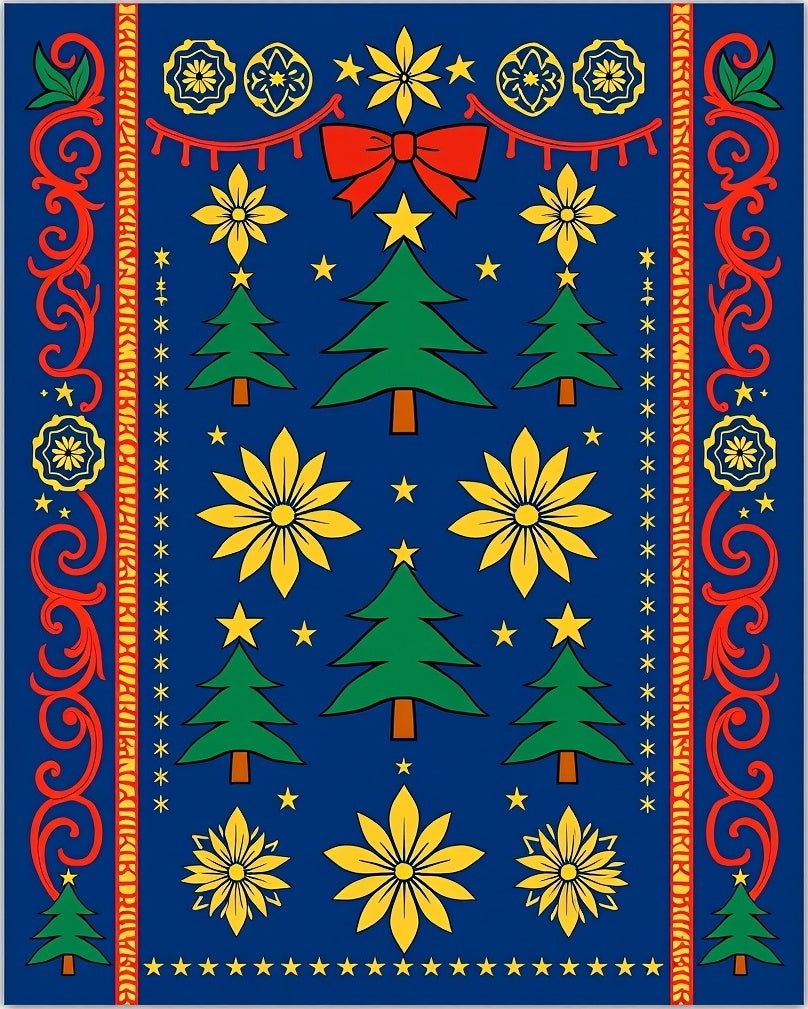 Festive Green Christmas Tree Collection Rug