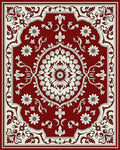 Deep Red Floral Frame Rug