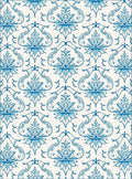 Vibrant Blue Floral Damask Symmetry Rug