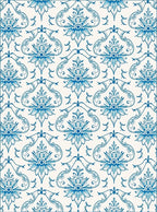 Vibrant Blue Floral Damask Symmetry Rug