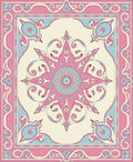 Pink And Blue Floral Medallion Rug