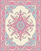 Pink And Blue Floral Medallion Rug