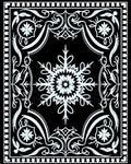 Black White Snowflake Floral Medallion Rug