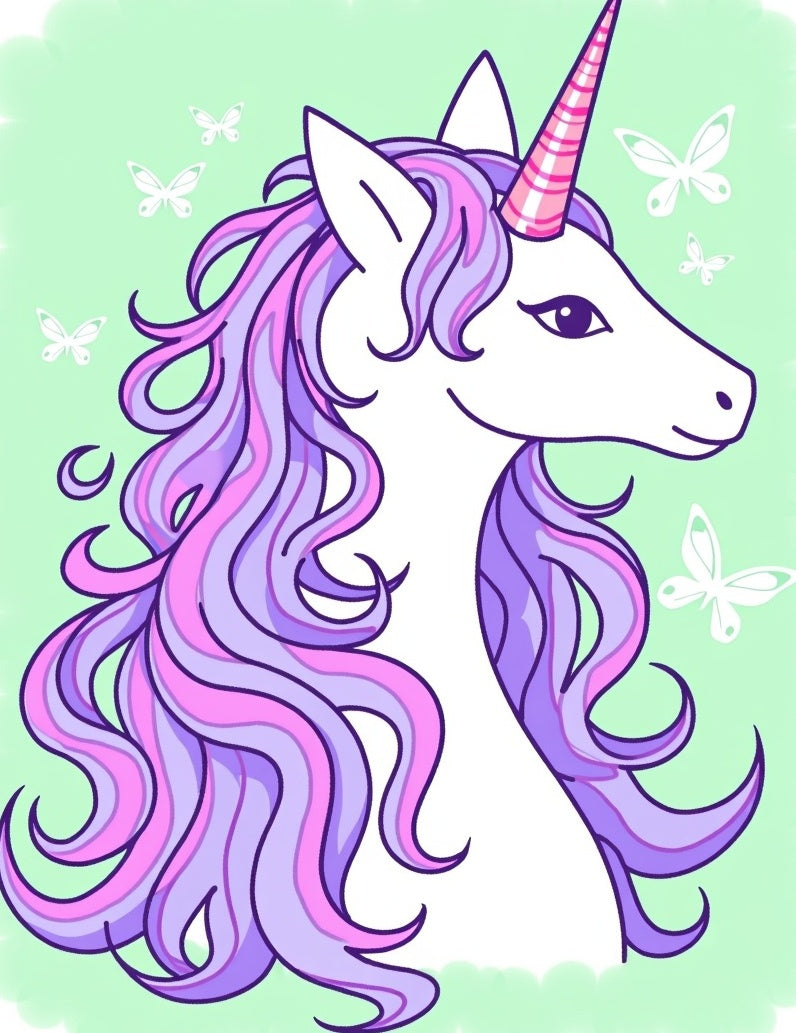 Whimsical Lavender Butterfly Unicorn Rug