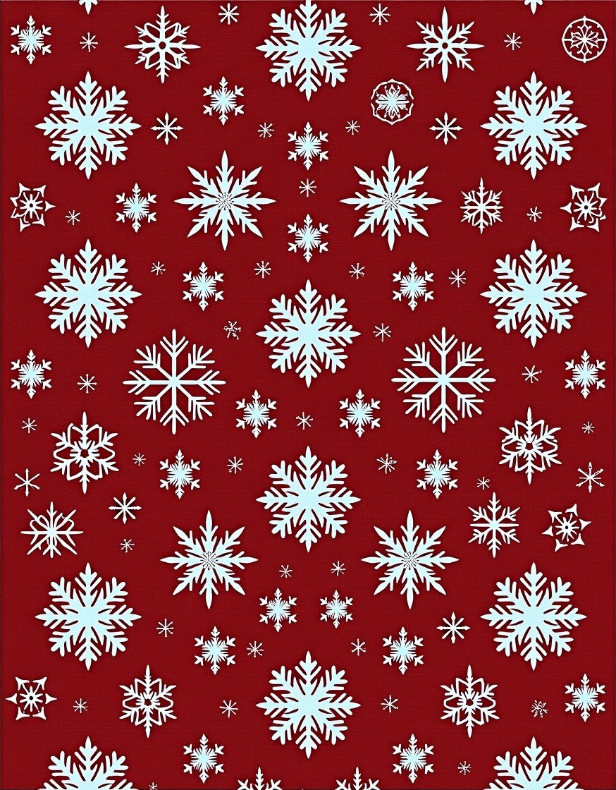 Red Background Snowflake Scatter Rug