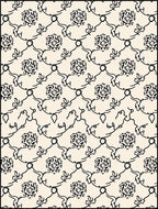 Ornate Black Vine Medallion Cream Layout Rug