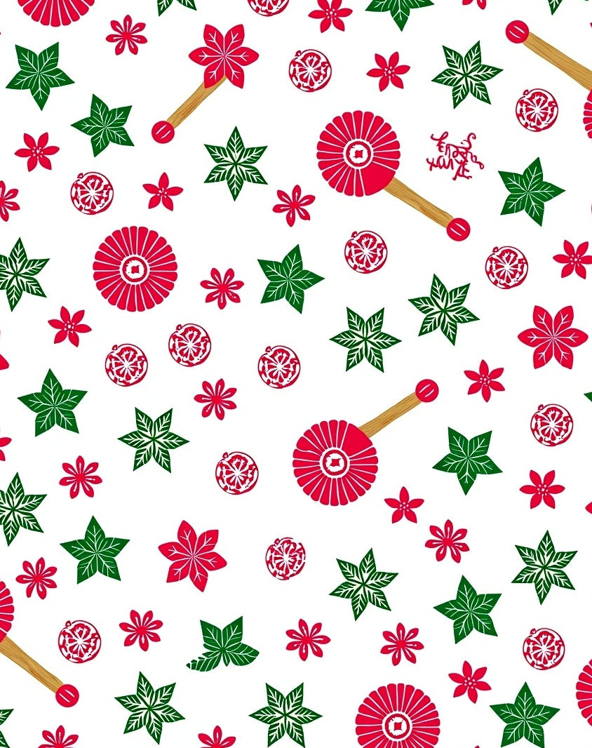 Red Green Poinsettia Star Scatter Rug
