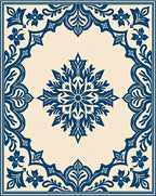 Navy Blue Ornate Floral Splendor Rug