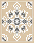 Tan White Gray Geometric Medallion Rug