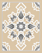 Tan White Gray Geometric Medallion Rug