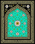 Teal Daisy Garden Arch Rug