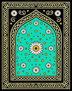 Teal Daisy Garden Arch Rug