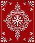 Crimson White Mandala Floral Layout Rug