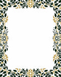 Dark Green Gold Leaf Border Rug