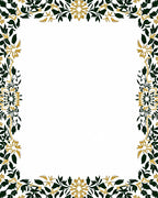 Dark Green Gold Leaf Border Rug