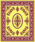 Crimson Floral Medallion Yellow Rug