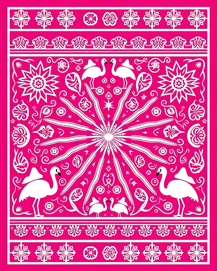 Vibrant Pink Flamingo Floral Radiance Rug