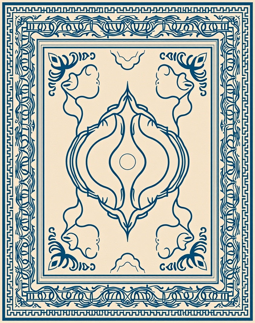 Classic Blue Ivory Symmetry Rug