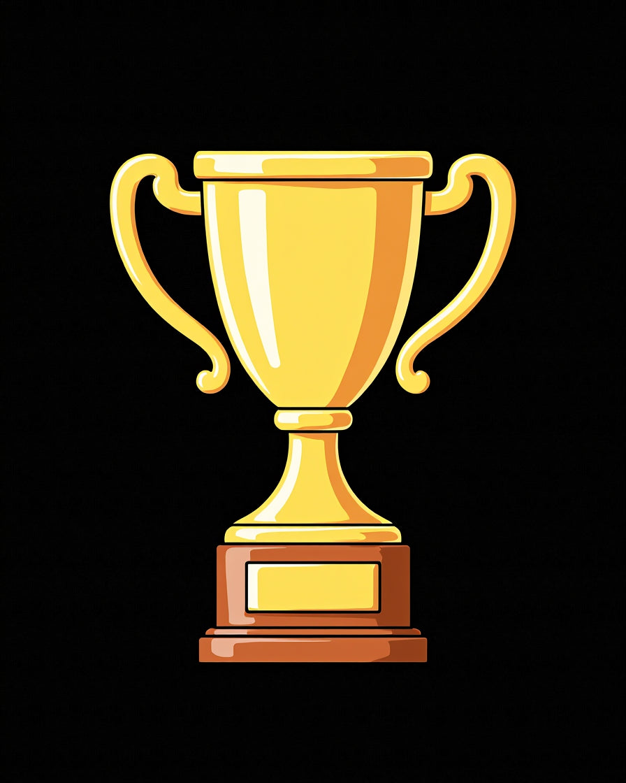 Golden Trophy With Award Plate Rug
