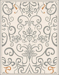 Cream Grey Filigree Arabesque Flourish Rug