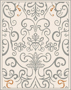 Cream Grey Filigree Arabesque Flourish Rug