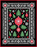Festive Red Green Ornament Garland Rug