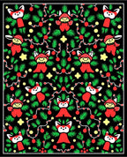 Cute Red Fox Christmas Garland Rug