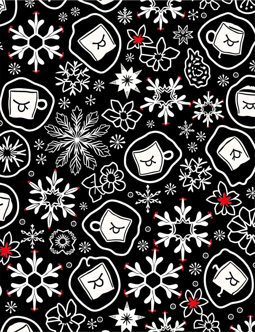 Winter Snowflakes and Coffee Cups Rug