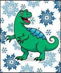 Green Dinosaur With Blue Snowflakes Rug