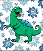 Green Dinosaur With Blue Snowflakes Rug