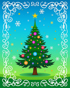 Festive Evergreen Christmas Tree Snowflakes Rug