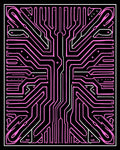 Pink Circuit Board Geometric Lines Rug