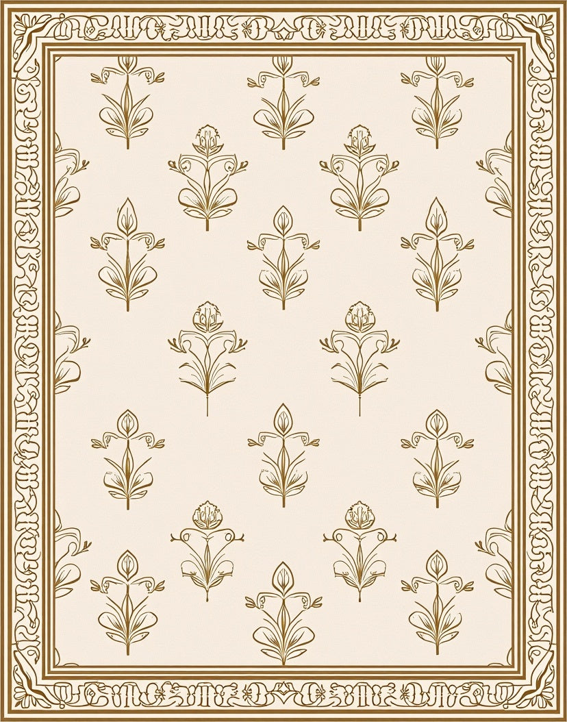 Antique Beige Floral Boteh Rug