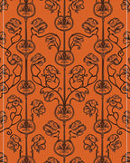 Orange Floral Art Nouveau Silhouette Rug