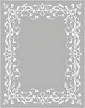 White Art Nouveau Floral Scroll Border Rug