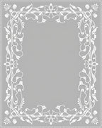 White Art Nouveau Floral Scroll Border Rug