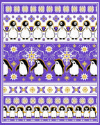 Whimsical Penguin Purple Snowflakes Rug