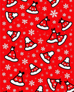 Red White Christmas Hat Snowflakes Rug