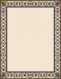 Elegant Ivory Brown Floral Border Rug